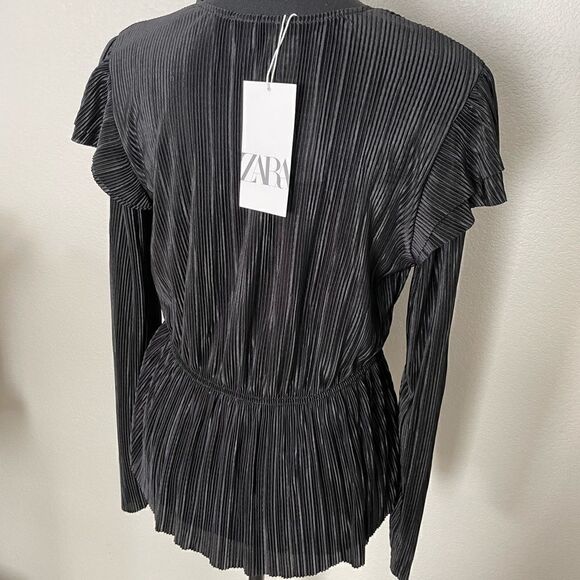 NWT Zara Ruffled Pleated Blouse - Picture 9 of 10